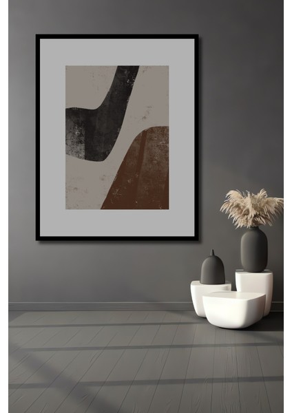 Dekoratif Ahşap Dikdörtgen Tablo Soyut Sanat Kompozisyonu Çerçeve Görünümlü