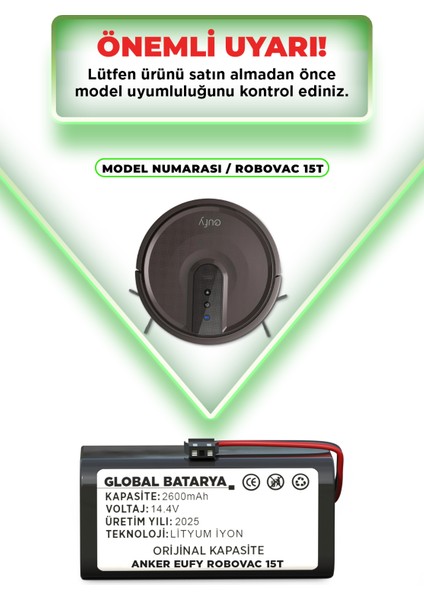 Anker Eufy Robovac 15T Akıllı Robot Süpürge Bataryası 14.4V 2600mAh Pil (Orijinal kapasite) indirimleri