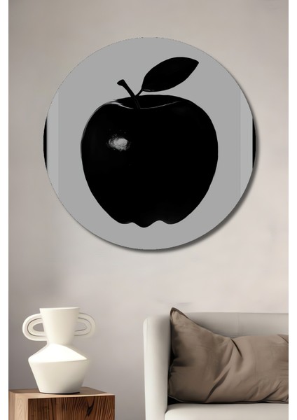 Dekoratif Ahşap Yuvarlak Tablo Siyah Elma