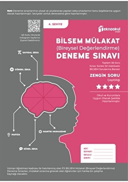 Bilsem Mülakat 5'li Deneme Seti 3. Sınıf Zihinsel Yetenek Testler