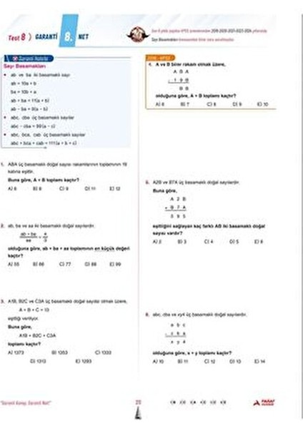 Paraf Akademi KPSS-AGS Matematik Geometri Soru Bankası 128 Sayfa 30 Net Garantili