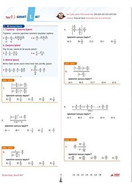 Paraf Akademi KPSS-AGS Matematik Geometri Soru Bankası 128 Sayfa 30 Net Garantili