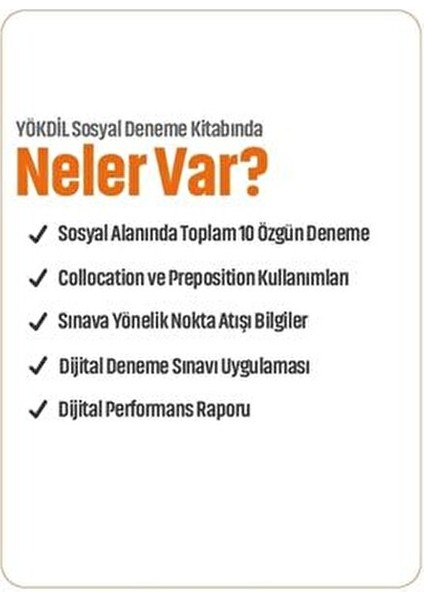 YÖKDİL Sosyal Bilimler Deneme Sınavları Ciltli 208 Sayfa Mesleki Hazırlık indirimleri