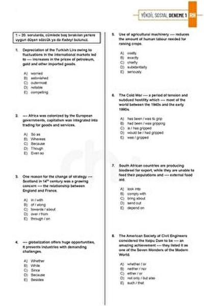 YÖKDİL Sosyal Bilimler Deneme Sınavları Ciltli 208 Sayfa Mesleki Hazırlık