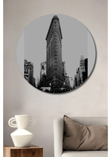 Dekoratif Ahşap Yuvarlak Tablo Flatiron Binası