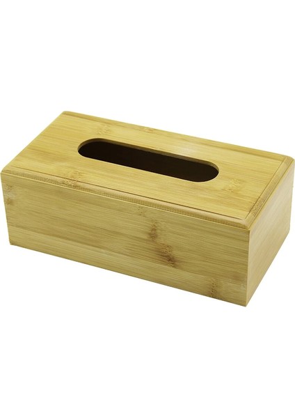Ahşap - Bambu Peçetelik Kutu 11.6 x 22.8cm Alt Kapaklı = Kayar Kanallı - Aç-Kapa (5148)