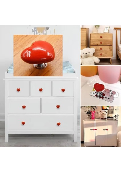 4 Adet Kalp Şekilli Yapışkanlı Çekmece Tutucu Dolap Gardırop Tutacak Kapı Pencere Çekmece Kulp
