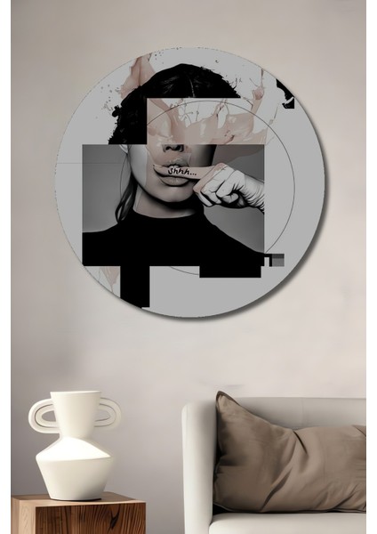 Dekoratif Ahşap Yuvarlak Tablo Sessizlik Sembolü