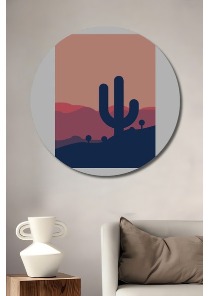 Dekoratif Ahşap Yuvarlak Tablo Çöl Manzarası