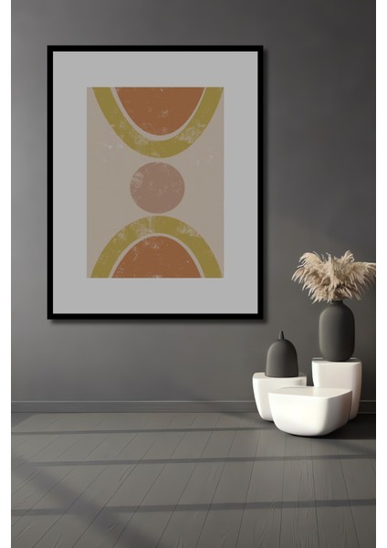 Dekoratif Ahşap Dikdörtgen Tablo Soyut Geometri Çerçeve Görünümlü