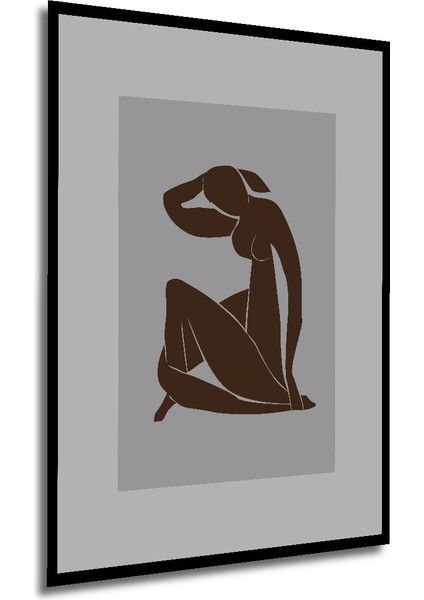 Dekoratif Ahşap Dikdörtgen Tablo Düşünen Kadın Silüet Çerçeve Görünümlü modelleri