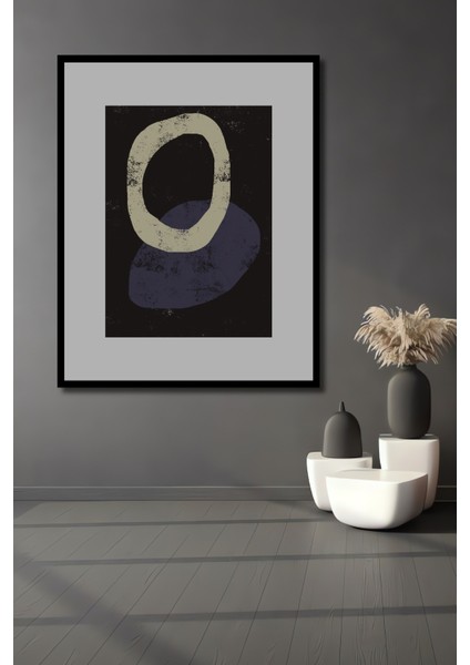 Dekoratif Ahşap Dikdörtgen Tablo Soyut Geometrik Şekiller Çerçeve Görünümlü