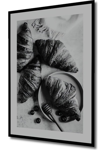 Dekoratif Ahşap Dikdörtgen Tablo Kruvasan Kahvaltısı Çerçeve Görünümlü fiyatları