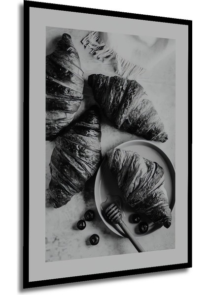 Dekoratif Ahşap Dikdörtgen Tablo Kruvasan Kahvaltısı Çerçeve Görünümlü modelleri