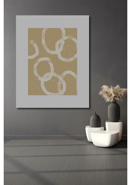 Dekoratif Ahşap Dikdörtgen Tablo Soyut Daireler