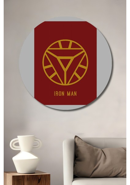 Dekoratif Ahşap Yuvarlak Tablo Iron Man