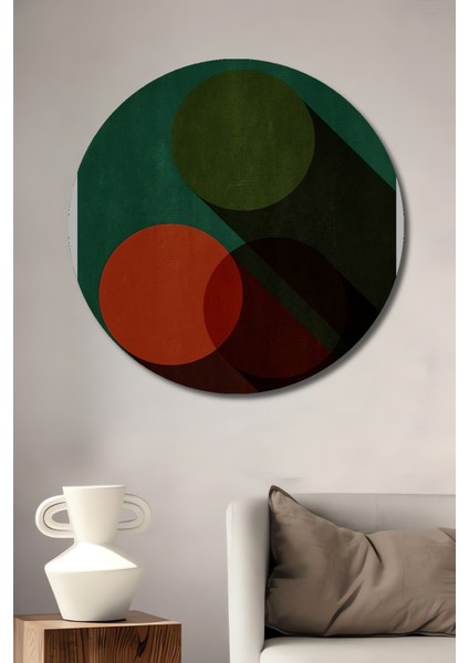 Dekoratif Ahşap Yuvarlak Tablo Renkli Gölgeler