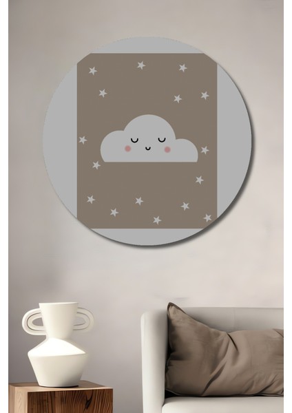 Dekoratif Ahşap Yuvarlak Tablo Uyuyan Bulut