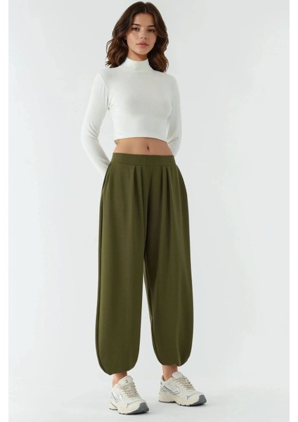 Kadın Cepli Modal Touch Şalvar Pantolon Haki Yeşil fiyatları
