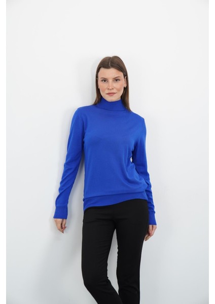 Yarım Balıkçı Yaka Triko-Saks