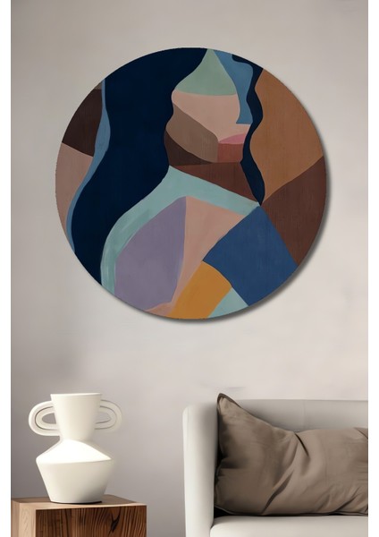 Dekoratif Ahşap Yuvarlak Tablo Soyut Düşler