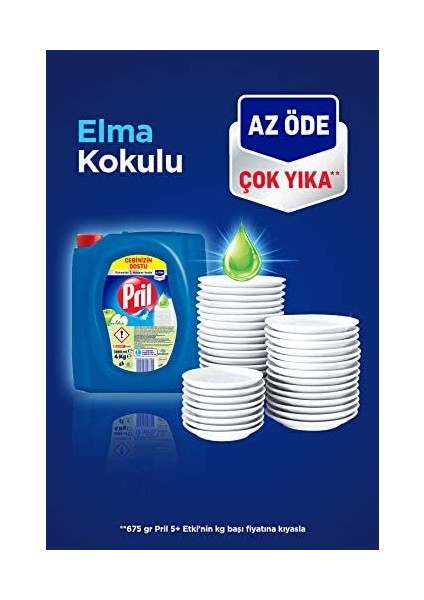 Pril Elma Kokulu Elde Yıkama Sıvı Bulaşık Deterjanı 1 x 4 kg , Elma 4kg