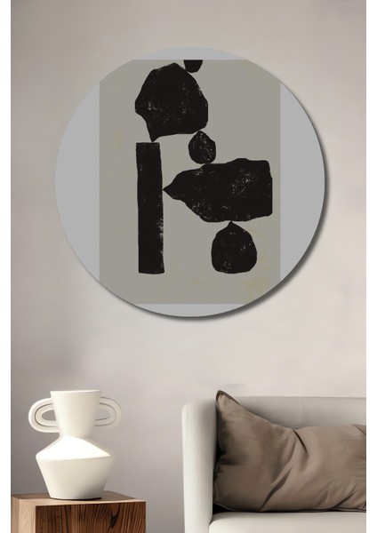 Dekoratif Ahşap Yuvarlak Tablo Soyut Denge