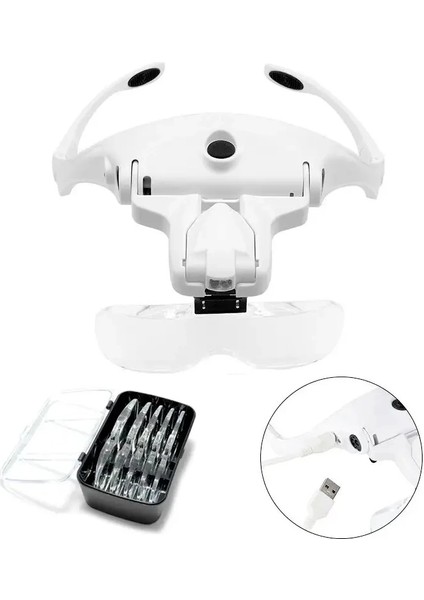 Şarjlı Gözlük Büyüteç Çalışma Büyüteci 5 Lensli 9892B2C indirimleri