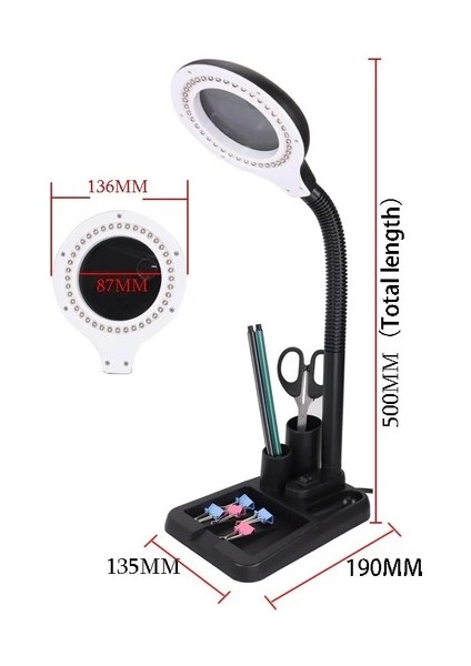 Esnek 5x /10X,40 LED Işıklı Büyüteç ,lamba Büyüteç Okuma, Çalışma Lehim Masa Lambası A808 fırsatları