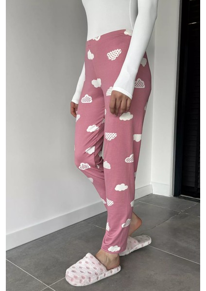 Kadın Bel Lastikli Bulut Baskılı Pijama Altı P-00018767 fiyatları