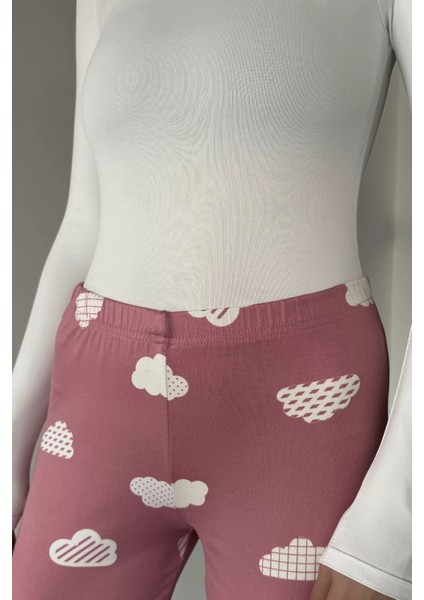 Kadın Bel Lastikli Bulut Baskılı Pijama Altı P-00018767 modelleri