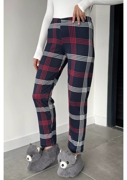 Kadın Ekose Desenli Bel Lastikli Pijama Altı P-00018774 fiyatları