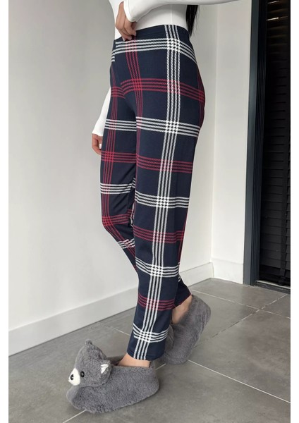 Kadın Ekose Desenli Bel Lastikli Pijama Altı P-00018774 modelleri