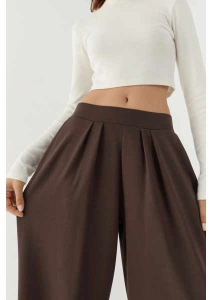 Kadın Cepli Modal Touch Şalvar Pantolon Kahve Kahvesi