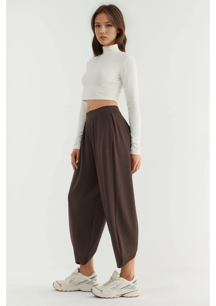 Kadın Cepli Modal Touch Şalvar Pantolon Kahve Kahvesi