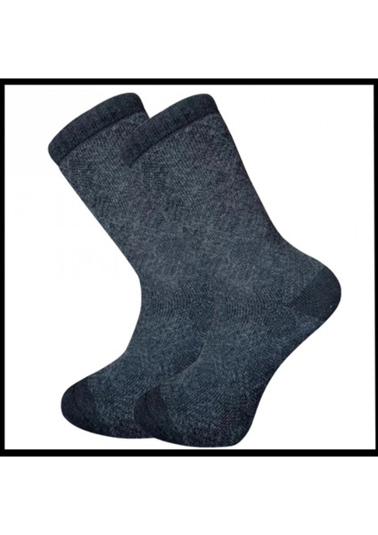 Uyguna-Yakala Erkek Çorabı Gri Kuzu Yünü Havlu -RAP.391