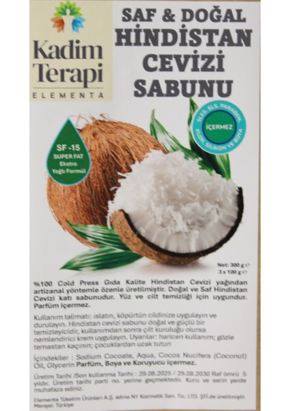 Doğal ve Saf Hindistan Cevizi Sabunu 100G x 3'lü Paket modelleri