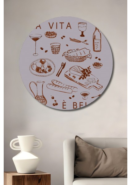 Dekoratif Ahşap Yuvarlak Tablo Italyan Sofrası