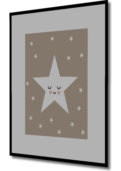 Dekoratif Ahşap Dikdörtgen Tablo Sevimli Yıldızlar Çerçeve Görünümlü fiyatları