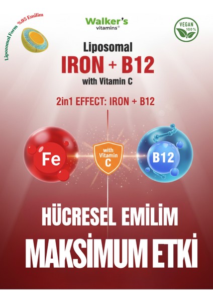 Lipozomal B12 Demir C Vitamini Methylcobalamin ( Metilkobalamin ) 30 Enerji Kapsül fiyatları