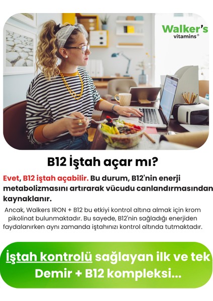 Lipozomal B12 Demir C Vitamini Methylcobalamin ( Metilkobalamin ) 30 Enerji Kapsül