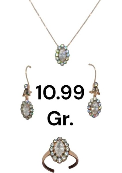 Elmas Montür Zirkon Taşlı Bakır Rengi 925 Ayar Gümüş Takım (Kolye, Küpe, Yüzük) modelleri