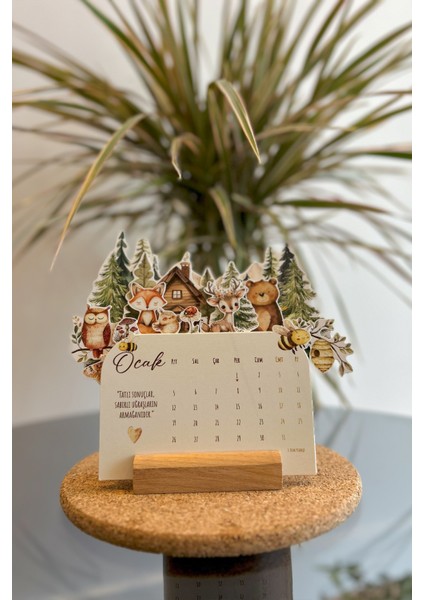2026 Orman Dostları Masa Takvimi | Sevimli Hayvanlar Temalı | Ahşap Standlı Dekoratif Takvim indirimleri