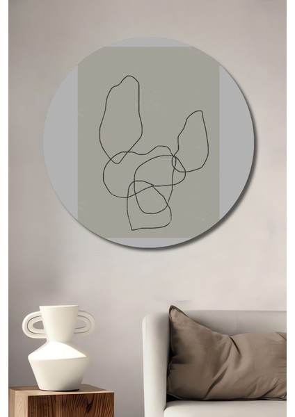Dekoratif Ahşap Yuvarlak Tablo Minimalist Çizgiler