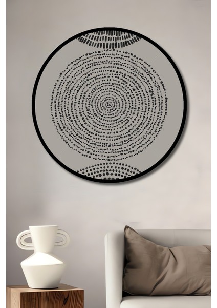 Dekoratif Ahşap Yuvarlak Çerçeve Görünümlü Tablo Yinelenen Daireler