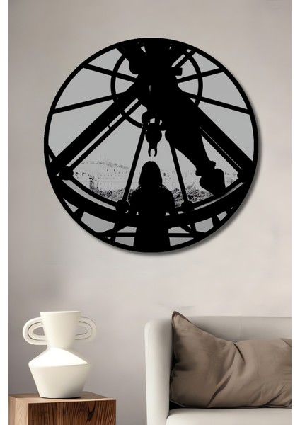 Dekoratif Ahşap Yuvarlak Çerçeve Görünümlü Tablo Zamanın Içinde