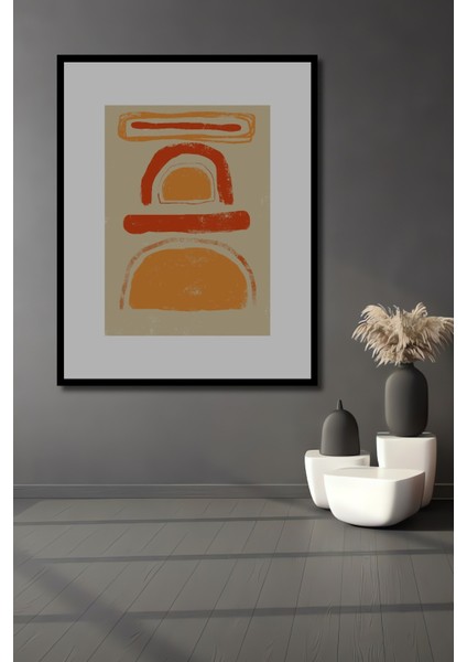 Dekoratif Ahşap Dikdörtgen Tablo Soyut Geometri Çerçeve Görünümlü