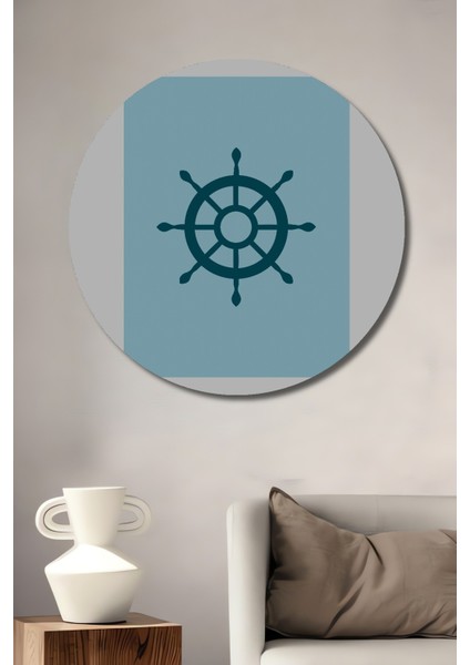Dekoratif Ahşap Yuvarlak Tablo Gemi Dümeni