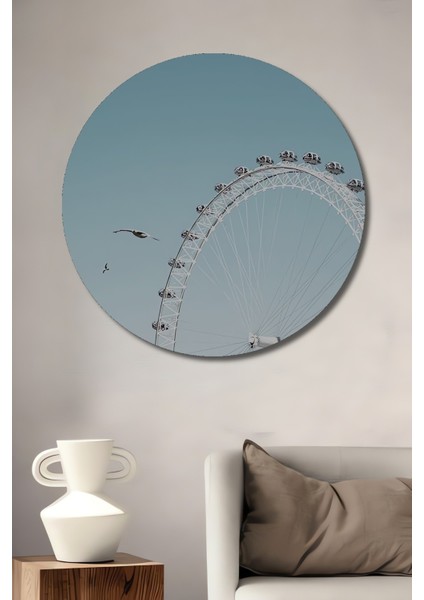 Dekoratif Ahşap Yuvarlak Tablo Dönme Dolap Manzarası