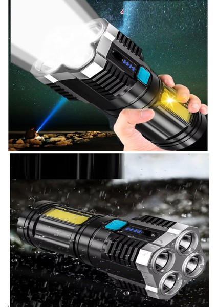 4 Fonksiyonlu Cob LED El Feneri USB Şarjlı Su Geçirmez Lamba Yürüyüş Seyahat Acil Durum Işığı modelleri